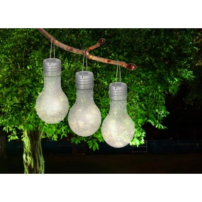Näve LED-Deko-Solar-Pendel Crackle Bulb 3er-Set 2 Näve LED-Deko-Solar-Pendel Crackle Bulb 3er-Set – Bild 2