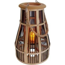 Näve Dekoleuchte Korb Schwarz Natur 34,5 Cm Inkl. LED-Solar-Kerze -Angebote Licht Welt Store 4003222885017 3065 CU 4