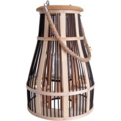 Näve Dekoleuchte Korb Schwarz Natur 34,5 Cm Inkl. LED-Solar-Kerze -Angebote Licht Welt Store 4003222885017 3065 CU 5