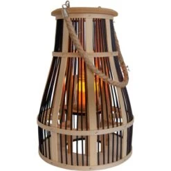 Näve Dekoleuchte Korb Schwarz Natur 34,5 Cm Inkl. LED-Solar-Kerze -Angebote Licht Welt Store 4003222885017 3065 CU 6