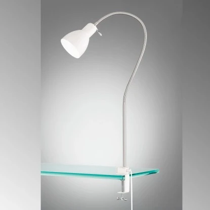 Fischer & Honsel Klemmleuchte Lolland 1-flammig Weiß/Nickel 2 Fischer & Honsel Klemmleuchte Lolland 1-flammig Weiß/Nickel – Bild 2