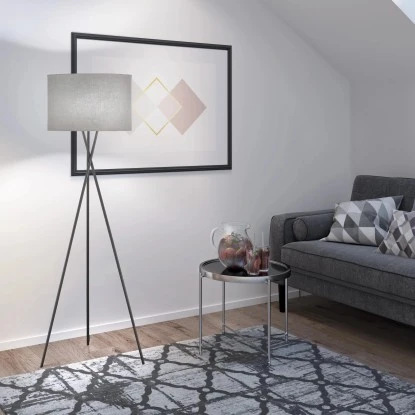 Fischer & Honsel Stehleuchte Wotan 3-flammig Schwarz/Grau 2 Fischer & Honsel Stehleuchte Wotan 3-flammig Schwarz/Grau – Bild 2