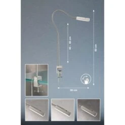 Fischer & Honsel LED-Klemmleuchte Raik Nickelfarben 40-82 Cm -Angebote Licht Welt Store 4003694503747 1546 VM 09