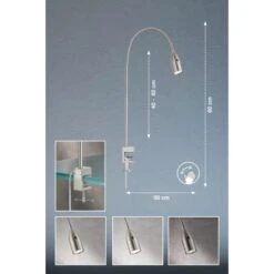 Fischer & Honsel LED-Klemmleuchte Sten Nickelfarben 40-80 Cm -Angebote Licht Welt Store 4003694503754 1546 VM 09