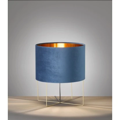 Fischer & Honsel Tischleuchte Aura Blau Samt Ø 35 Cm 1 Fischer & Honsel Tischleuchte Aura Blau Samt Ø 35 Cm