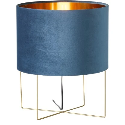 Fischer & Honsel Tischleuchte Aura Blau Samt Ø 35 Cm 2 Fischer & Honsel Tischleuchte Aura Blau Samt Ø 35 Cm – Bild 2