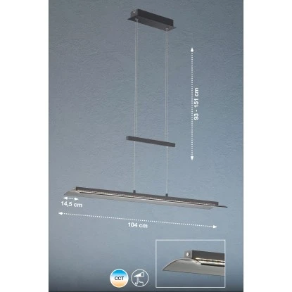 Fischer & Honsel LED-Pendelleuchte Roof Schwarz/Rauchfarben 104 X 14,5 Cm 4 Fischer & Honsel LED-Pendelleuchte Roof Schwarz/Rauchfarben 104 X 14,5 Cm – Bild 4