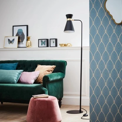 Brilliant Standleuchte Goldy 1-flammig Schwarz Matt Und Gold 2 Brilliant Standleuchte Goldy 1-flammig Schwarz Matt Und Gold – Bild 2