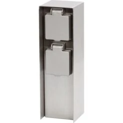 2-fach Steckdosensäule IP44 Silber