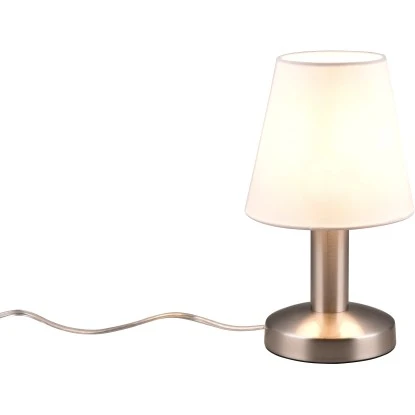 Trio Nachttischlampe Mats II Nickel Matt-Weiß Ø 14 Cm X 24 Cm 2 Trio Nachttischlampe Mats II Nickel Matt-Weiß Ø 14 Cm X 24 Cm – Bild 2