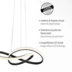 Leuchten Direkt Pendelleuchte Maria 1-flammig Schwarz 57 X 120 Cm -Angebote Licht Welt Store 4043689975753 2426 03