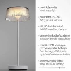 Leuchten Direkt Tischleuchte Dora 19711-16 Akkubetrieben Weiß -Angebote Licht Welt Store 4043689989910 2426 AI 08