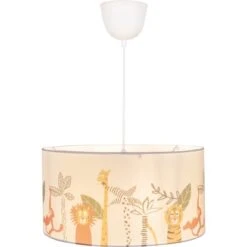Kinder-Deckenleuchte Safari Adventure Bunter Tierprint Ø 40 Cm X 125 Cm