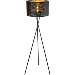 Globo Stehleuchte Tuxon Samt Schwarz-Gold 1-flammig