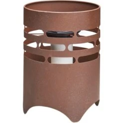 Amare LED-Solarwindlicht Feuerstelle Rund Rostoptik Ø 18,5 Cm X 25,5 Cm