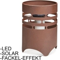 Amare LED-Solarwindlicht Feuerstelle Rund Rostoptik Ø 18,5 Cm X 25,5 Cm -Angebote Licht Welt Store 4251083906727 4655 04