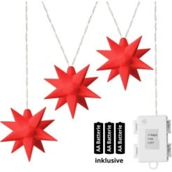 Amare LED-3er-Sternenlichterkette Mit Timer Rot Ø 15 Cm -Angebote Licht Welt Store 4251083907601 4655 03