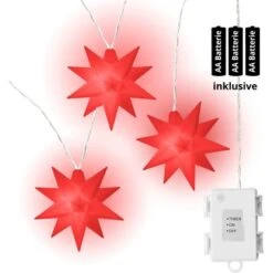 Amare LED-3er-Sternenlichterkette Mit Timer Rot Ø 15 Cm -Angebote Licht Welt Store 4251083907601 4655 07