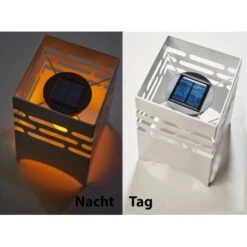 Amare LED-Solargartenfeuer Eckig Weiß Mit Flammeneffekt -Angebote Licht Welt Store 4251083908042 4655 04