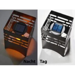 Amare LED-Solargartenfeuer Eckig Schwarz Mit Flammeneffekt -Angebote Licht Welt Store 4251083908066 4655 04