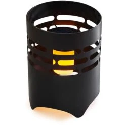 Amare LED-Solargartenfeuer Rund Schwarz Mit Flammeneffekt