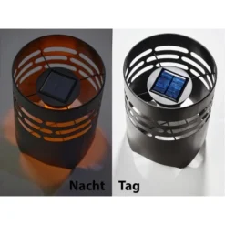 Amare LED-Solargartenfeuer Rund Schwarz Mit Flammeneffekt -Angebote Licht Welt Store 4251083908073 4655 03