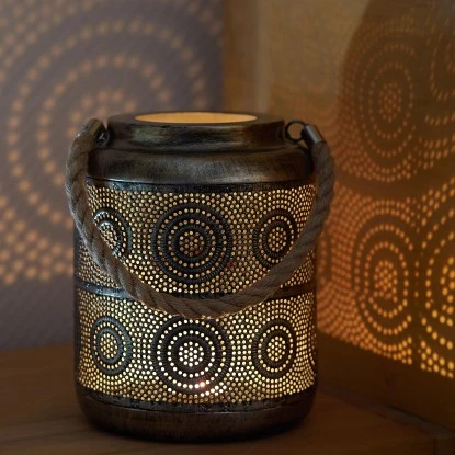 Amare LED-Solarlaterne Metall Gold Grob 2 Amare LED-Solarlaterne Metall Gold Grob – Bild 2