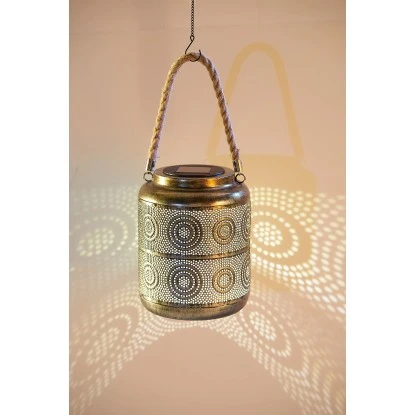 Amare LED-Solarlaterne Metall Gold Grob 5 Amare LED-Solarlaterne Metall Gold Grob – Bild 5