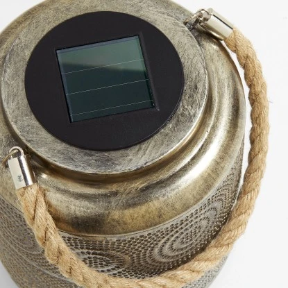 Amare LED-Solarlaterne Metall Gold Grob 10 Amare LED-Solarlaterne Metall Gold Grob – Bild 10