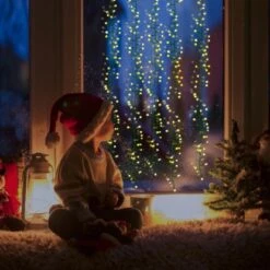 Amare LED-Clusterlichterkette Lichtervorhang Grün