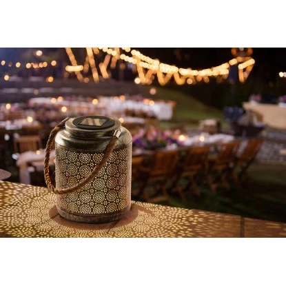 Amare LED-Solarlaterne Metall Gold Fein 4 Amare LED-Solarlaterne Metall Gold Fein – Bild 4