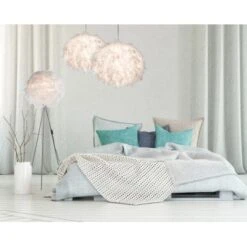 Nino Leuchten Stehleuchte Ducky Stoffkugel Mit Federn 150 Cm EEK: E-A++