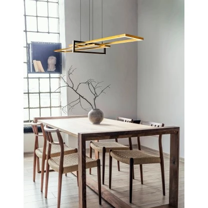 Trio LED Pendelleuchte Salinas Messing Matt 1500 Mm X 1100 Mm X 400 Mm 8 Trio LED Pendelleuchte Salinas Messing Matt 1500 Mm X 1100 Mm X 400 Mm – Bild 8