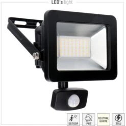 LED-Strahler 4000 K IP44 Sensor Sanan LED 30 W 3300 Lm Schwarz -Angebote Licht Welt Store 692813 11020200 06