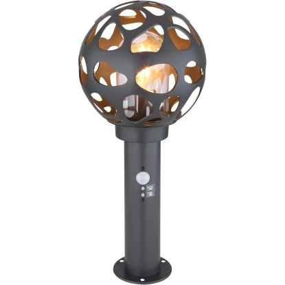 Globo Sockelleuchte Hilario Edelstahl Anthrazit Mit Sensor 1 Globo Sockelleuchte Hilario Edelstahl Anthrazit Mit Sensor