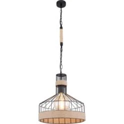 Globo Hängeleuchte Halia 1-flammig Ø 35 Cm Metall Schwarz Matt Braun