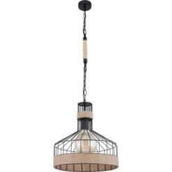 Globo Hängeleuchte Halia 1-flammig Ø 35 Cm Metall Schwarz Matt Braun -Angebote Licht Welt Store 755763 3749 3