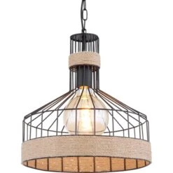 Globo Hängeleuchte Halia 1-flammig Ø 35 Cm Metall Schwarz Matt Braun -Angebote Licht Welt Store 755763 3749 4