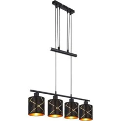 Globo Hängeleuchte Bemmo 4-flammig Metall Schwarz Matt