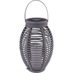 Globo LED-Solaraußenleuchte Laterne Mit Feuereffekt Kunststoff Grau Rattanoptik -Angebote Licht Welt Store 765947 3749 6