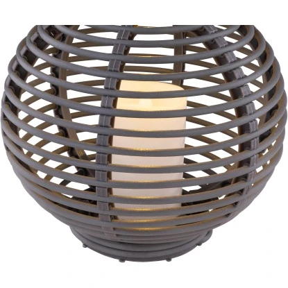 Globo LED-Solaraußenleuchte Laterne Kunststoff Taupe In Rattan Optik 3 Globo LED-Solaraußenleuchte Laterne Kunststoff Taupe In Rattan Optik – Bild 3