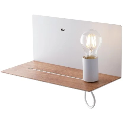 LUCE Design Wandleuchte Flash Weiß/Naturholzoptik Bewegl. Leuchtmittel + USB 1 LUCE Design Wandleuchte Flash Weiß/Naturholzoptik Bewegl. Leuchtmittel + USB