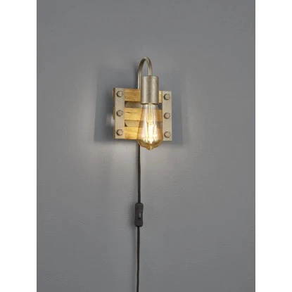 Trio Wandleuchte Khan Nickel Antik-Echtholz 1 Trio Wandleuchte Khan Nickel Antik-Echtholz