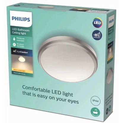 Philips LED-Deckenleuchte Doris 6 W 2700 K IP44 Nickel 3 Philips LED-Deckenleuchte Doris 6 W 2700 K IP44 Nickel – Bild 3