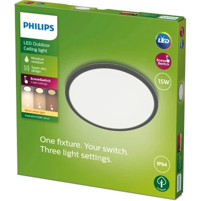 Philips ScenceSwitch LED-Deckenleuchte, Superslim 3-in-1 Schwarz 15W 1300lm 3 Philips ScenceSwitch LED-Deckenleuchte, Superslim 3-in-1 Schwarz 15W 1300lm – Bild 3