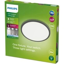 Philips ScenceSwitch LED-Deckenleuchte, Superslim 3-in-1 Schwarz 15W 1500lm -Angebote Licht Welt Store 8719514418011 4795 02
