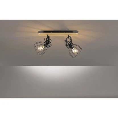 Fischer & Honsel Deckenleuchte Die 2x E27 Max. 40 W Schwarz-Holz FSC® 2 Fischer & Honsel Deckenleuchte Die 2x E27 Max. 40 W Schwarz-Holz FSC® – Bild 2