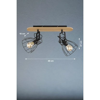 Fischer & Honsel Deckenleuchte Die 2x E27 Max. 40 W Schwarz-Holz FSC® 4 Fischer & Honsel Deckenleuchte Die 2x E27 Max. 40 W Schwarz-Holz FSC® – Bild 4