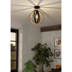 Eglo Deckenleuchte Basildon 1-flammig Schwarz-Braun E27 40W