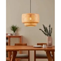 Eglo Pendelleuchte Hettonle Ø 42 Cm Schwarz/Natur -Angebote Licht Welt Store 9002759438685 1412 AB 01